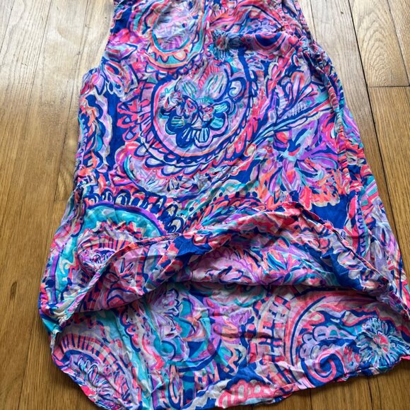 Lilly Pulitzer Size XS Blue Current Drop Me A Lime Dev Paisley Tank Mini Dress - Picture 11 of 11
